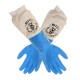 Latex Gloves - Blue - Cotton Elasticated Cuff - Washable - 5 sizes - 1 pair